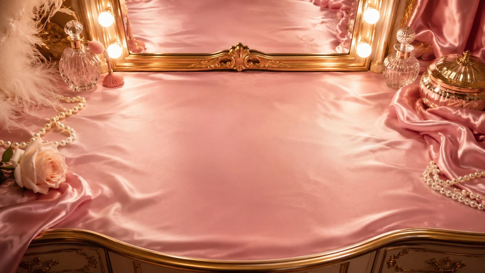 Pink Hollywood vanity table
